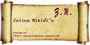 Zelina Miklós névjegykártya
