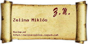 Zelina Miklós névjegykártya